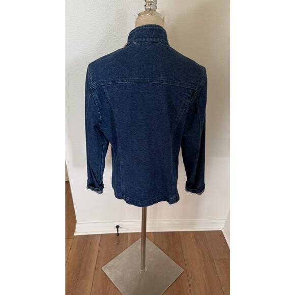 Vintage Military Style 90s Jacket Dark Jean Velvet Stefano Int. Size MED Womens - Picture 11 of 16